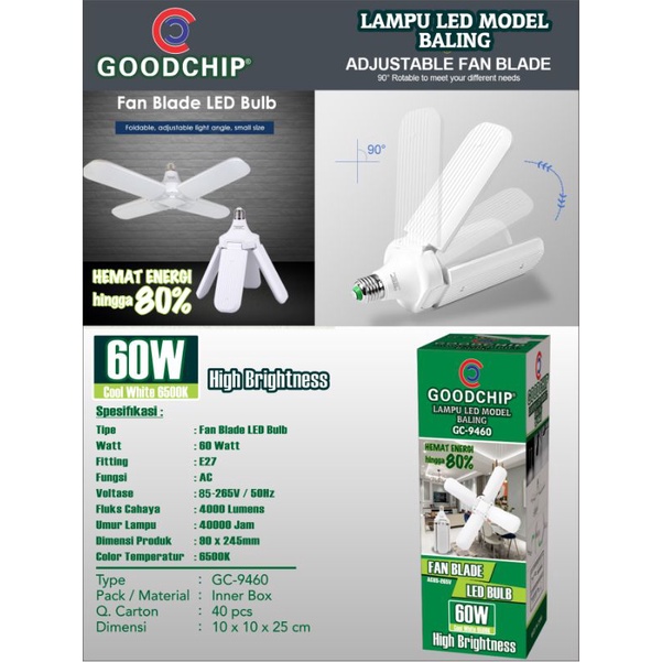Lampu model 4 baling 60watt