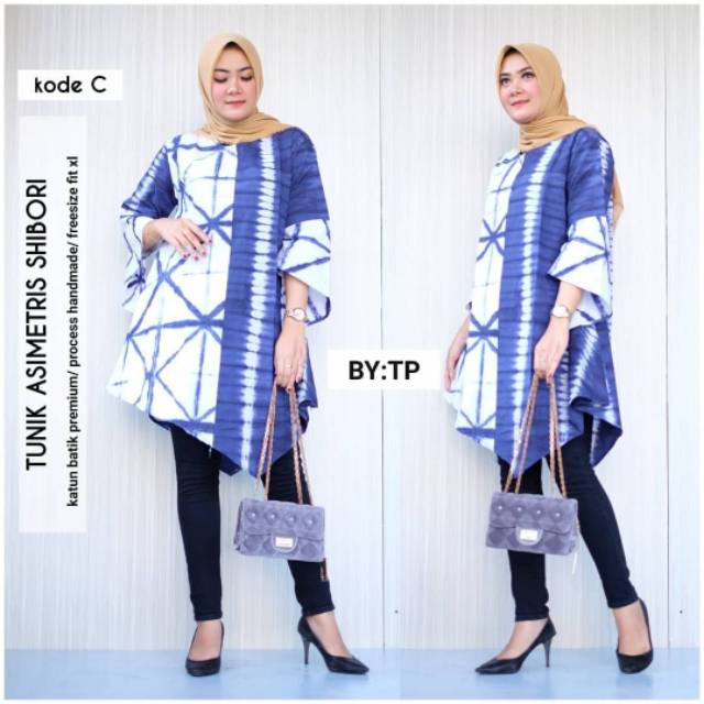 Tunik asimetris shibori