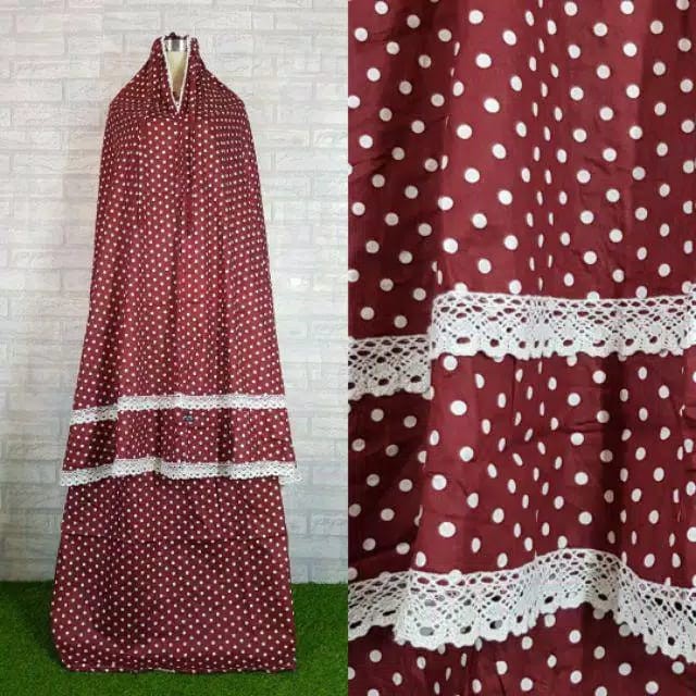 MUKENA KATUN JEPANG POLKADOT RENDA SUSUN