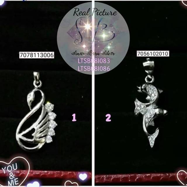 liontin silver 925 angsa/ikan/gajah/kaki/fairy/capung - acc aksesoris perhiasan perak