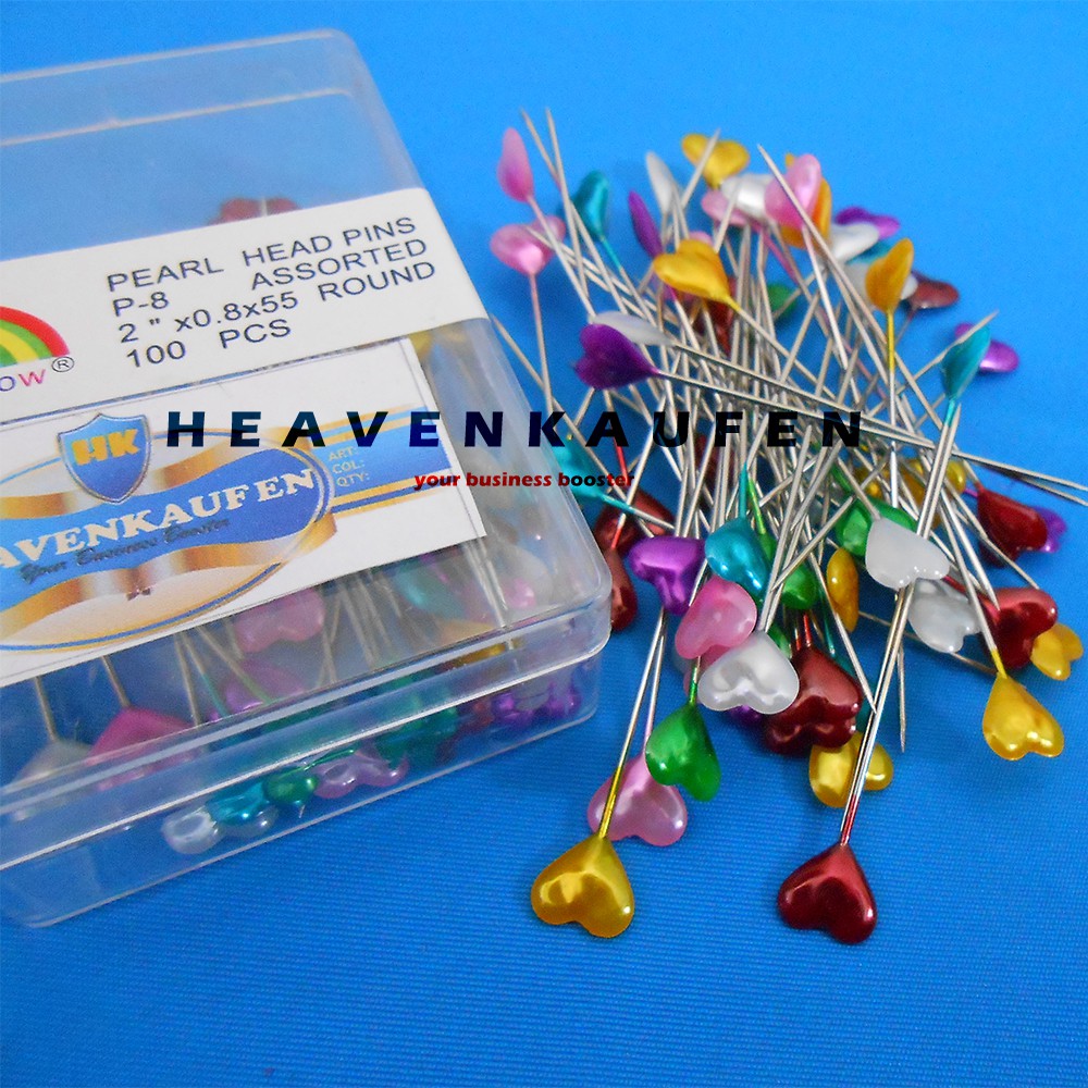 Jarum Pentul Pearl Head Pins Love Hati 5 cm / 2 inch Harga Per Pack isi 100 Pcs