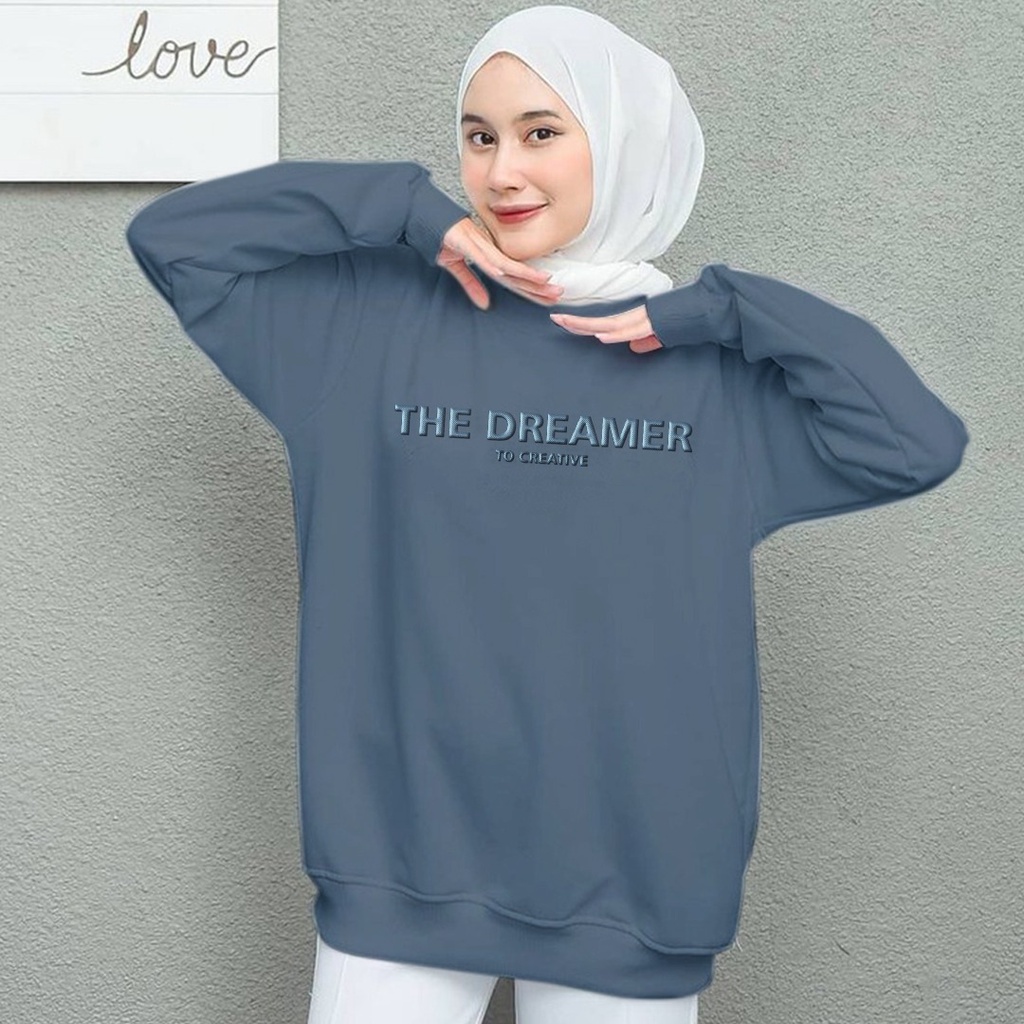 SWEATER WANITA THE DREAMER BORDIR /// CREWNECK FLEECE CASUAL TEBAL HALUS KEKINIAN TERBARU''