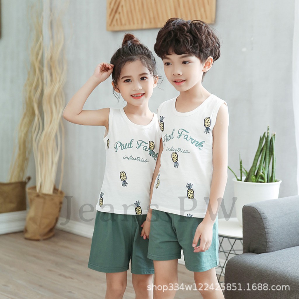 singlet anak unisex / setelan singlet anak cowo / singlet anak adem murah / baju santai anak cewe