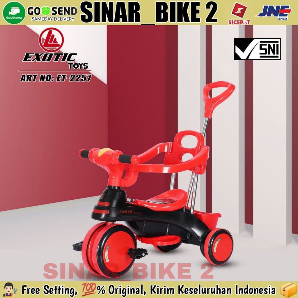 Sepeda Roda Tiga EXOTIC ET-2257 Tricycle Anak Musik Lampu Dorongan