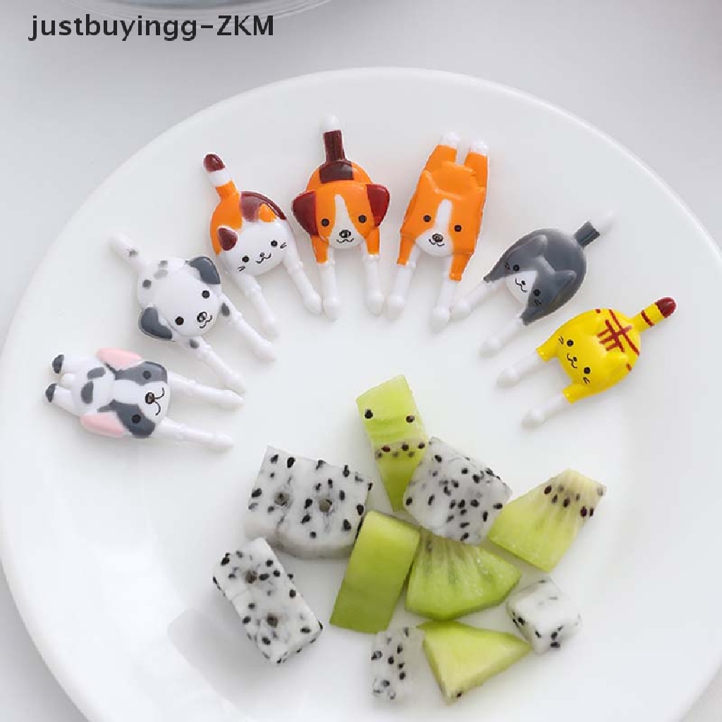 [justbuyingg] 7Pcs/set  Cute Mini Animal Cartoon Food Picks Children Snack Food Fruit Forks [zkm]