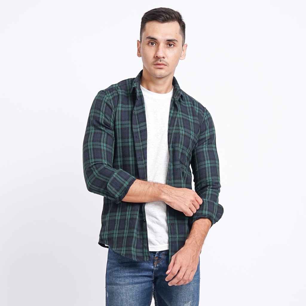 Kemeja Flanel Pria Lengan Panjang Kemeja Motif Kotak Kotak Premium Kemeja Cowok 04