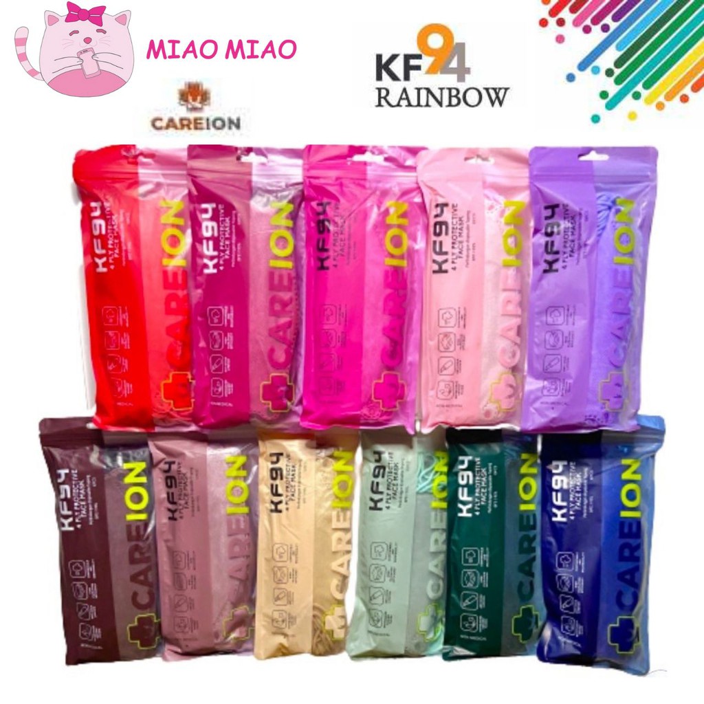 MASKER CAREION KF94 1BOX ISI 10 PCS 10PCS 4PLY 4 PLY KF 94 WARNA WARNI Face Mask Disposable Earloop
