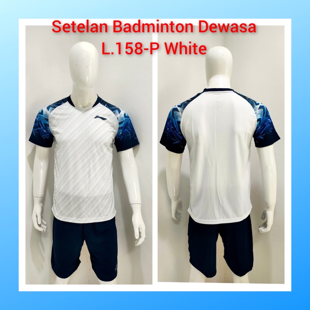 Kaos bulutangkis pria baju badminton dan celana jersey setelan wanita dewasa t-shirt outfit seragam jarsey kostum olahraga pakaian apparel sport jersy bulu tangkis casual jersi sudirman thomas uber cup print custom suit L158 putih polos