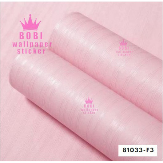 Wallpaper Dinding Polos Bergaris Samar Pink 81033-F3 / Wallpaper Sticker Embossed ±9 meter x 45 cm