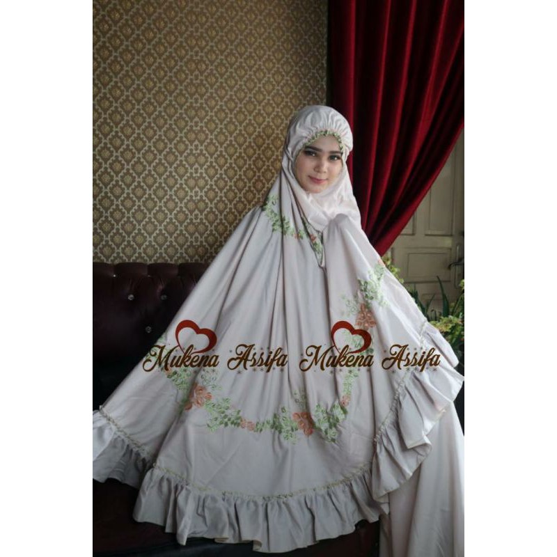 Mukena bordir padang rimpel standar cream 02