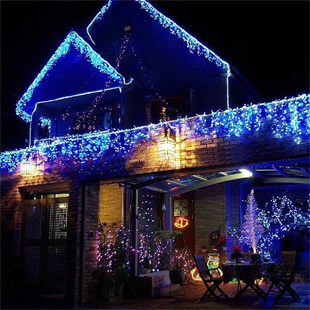 Lampu Gorden LED Tumblr Natal Lampu 5 Meter 300LED 220V Anti Air Lampu kawat Korden dekorasi Pernikahan RAYWAY Lampu Gorden Dekorasi Icicle String Fairy Light 5M - 300L 5M Christmas Garland LED Curtain Icicle String Lights Droop Garden Outdoor