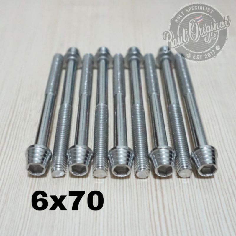 Baut probolt kerucut silver 6x70 drat 10 panjang 7cm heng thailand harga satuan