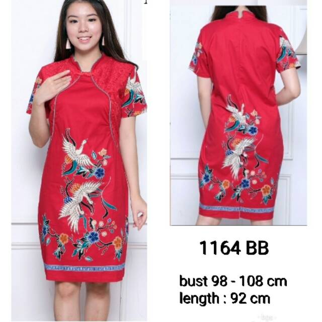 Dress batik cheongsam batik modern murah dress imlek batik murah batik cny dress batik jumbo katun