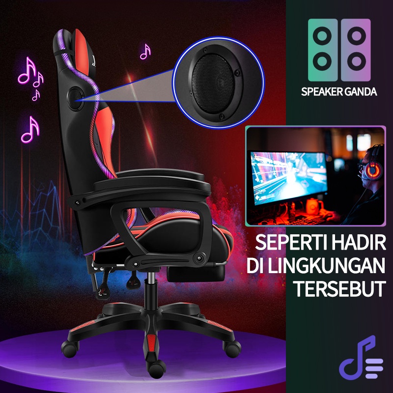 Gaming chair pijat kursi gaming LED musik profesional kursi gamers kursi santai permainan footrest