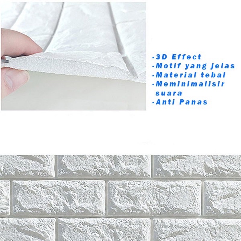Wallpaper Dingding 3D Foam Motif Batu Bata 70 x 77 CM Dekorasi Dinding Kamar