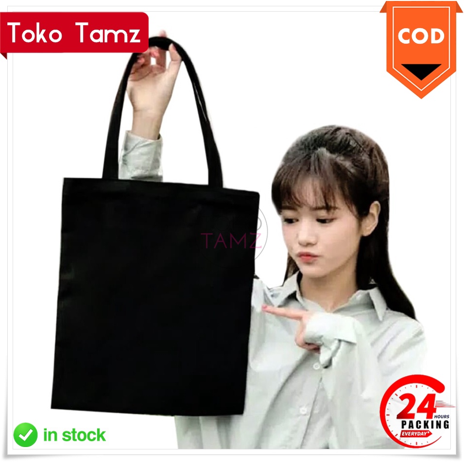 COD MAKASSAR Polos RESLETING Tote Bag Semi Kanvas ToteBag Shopee tokotamz Online Shop Toko Tamz