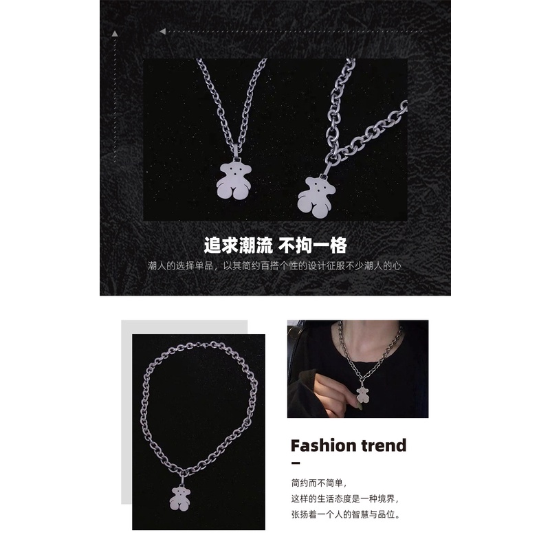 Korea ins hip hop Keren Bumi Beruang Kalung Perempuan Baja titanium choker Trendi Liontin Eropa Dan Amerika Anti Karat