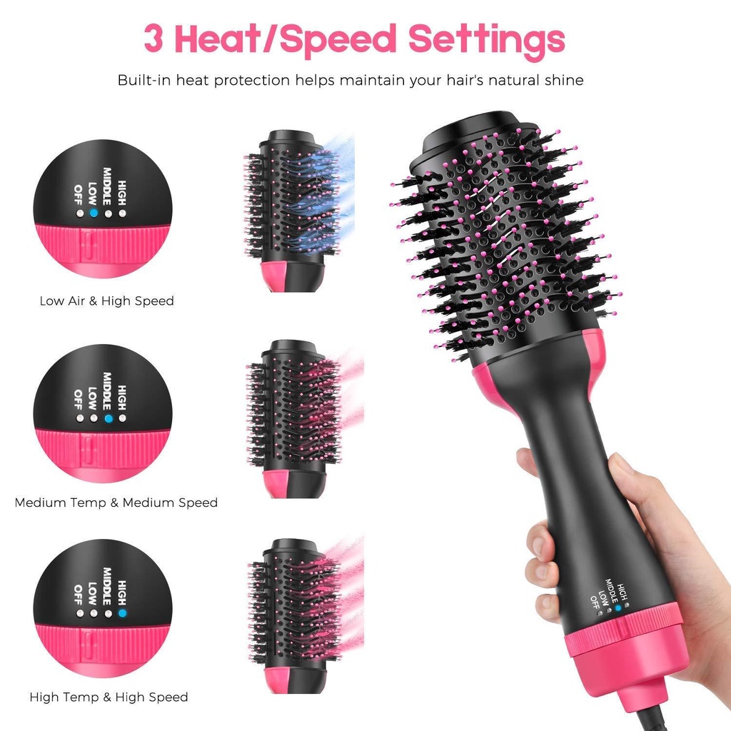 Sisir Blow hair Styling Pelurus Pengering Rambut - One Step Hair Dyer and Styler Hot Air Brush 4in1