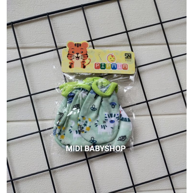 1 Set Sarung Tangan dan Kaki Bayi Full print Pip Mim SNI