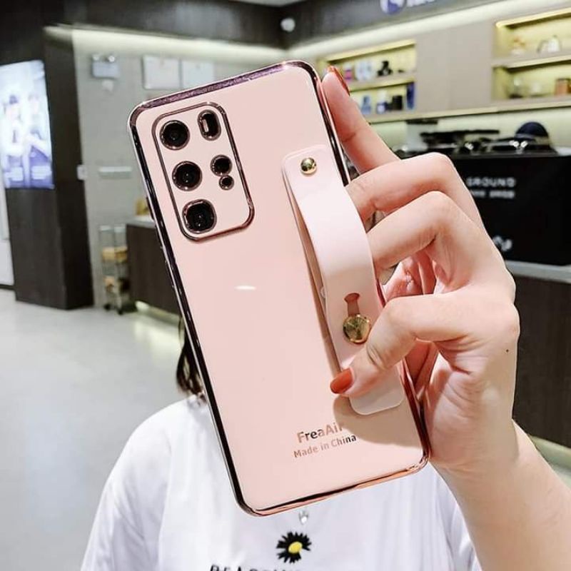case mewah elegant strap oppo a15 pink