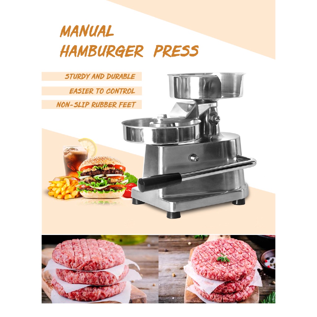 Mesin Pembuat Daging Hamburger Manual Bahan Stainless Steel