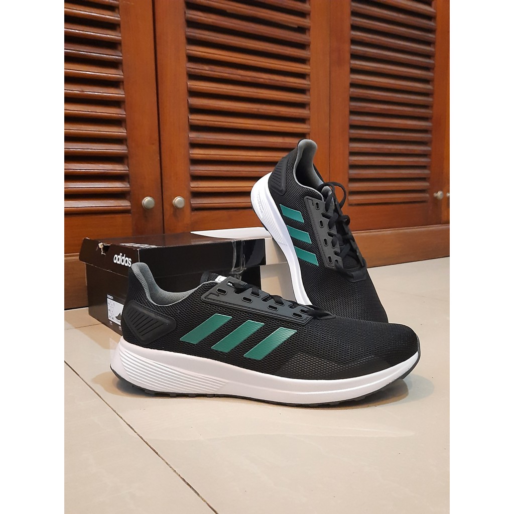 Sepatu Running Pria Adidas Duramo 9 Black/Green Original