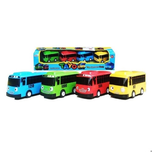 MAINAN ANAK MOBIL TAYO ISI 4PCS little bus tayo pull back diecast set bus