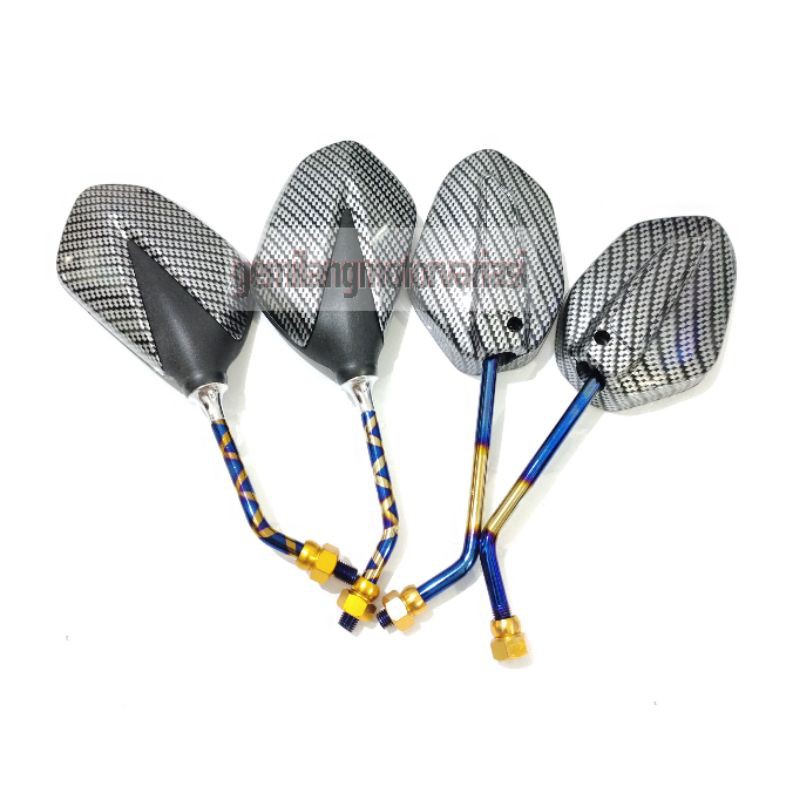 Spion Carbon Honda Sepasang Model Tiger Revo Supra x 125 Variasi Twotone Xxx Tangkai Panjang cocok semua motor honda beat vario 125 vario 150 pcx Adv scoopy supra tiger cb150r verza-7