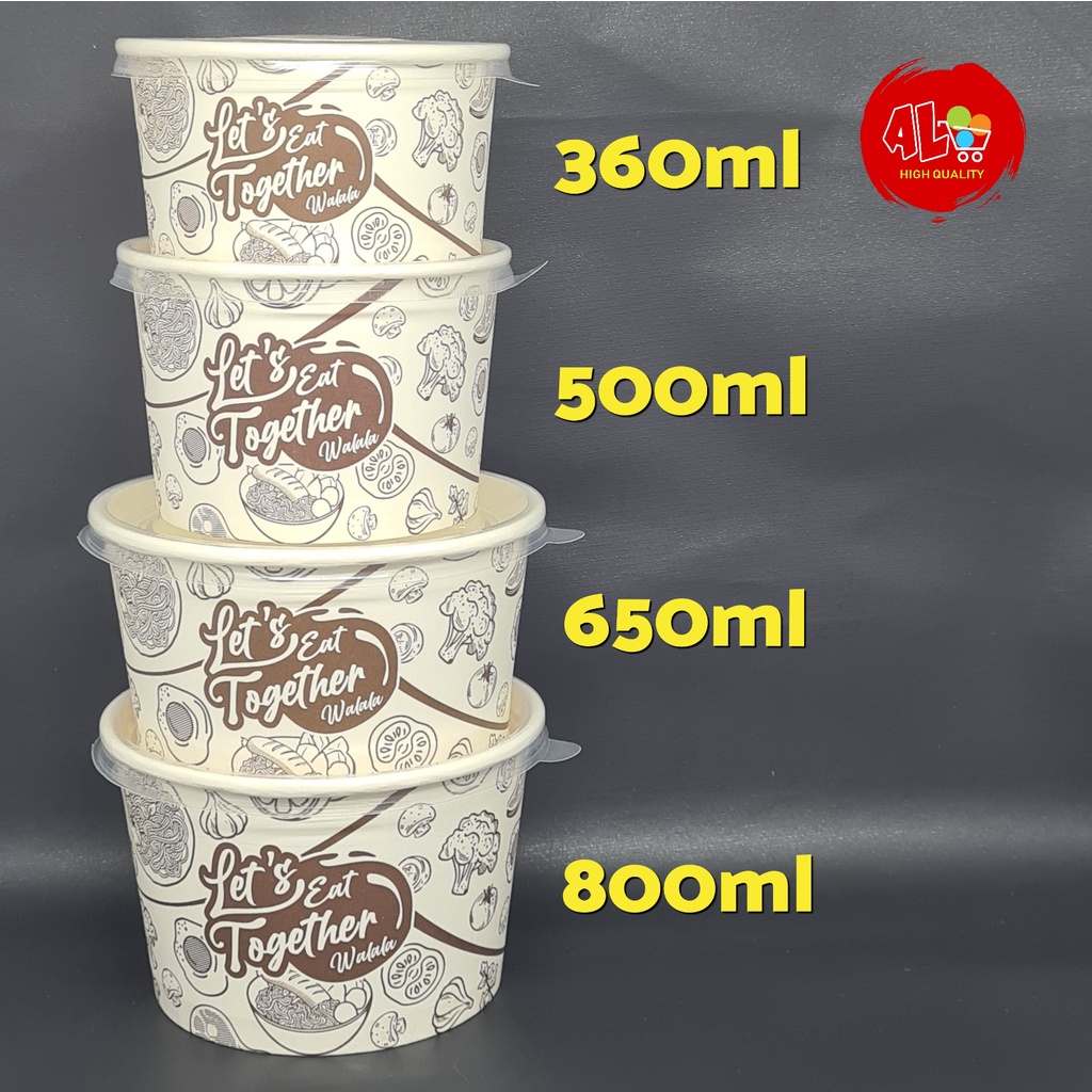 Paper Bowl Motif 360ml Mangkok kertas isi 50pcs +ttp foodgrade gogreen antipanas