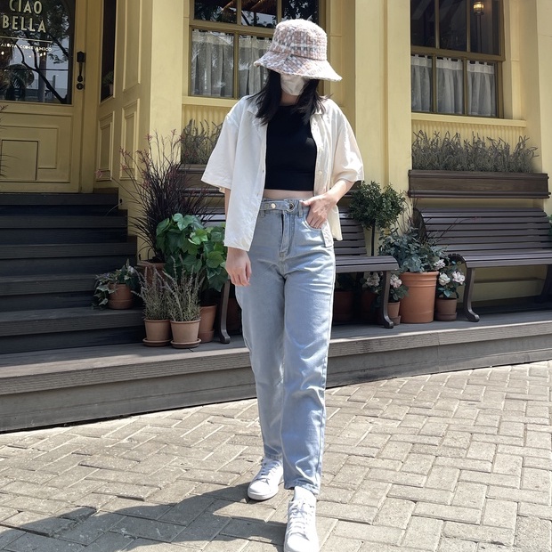 DEMORIN - Celana Jeans Panjang Kekinian Boyfriend Highwaist JeansWanita X21