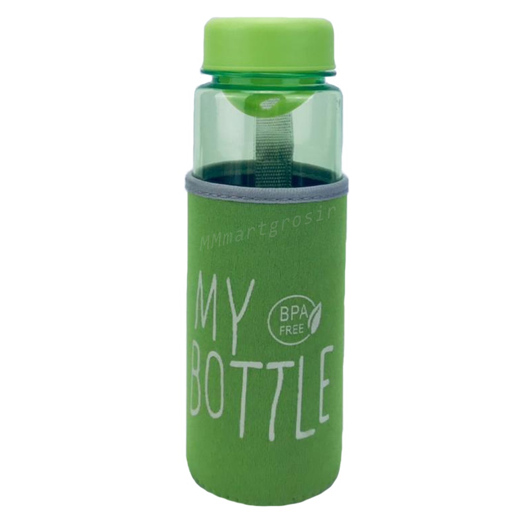 [COD] Tumbler Kekinian My Bottle + Sarung Warna Pink dan Hijau Food Grade BPA FREE - 500 ML