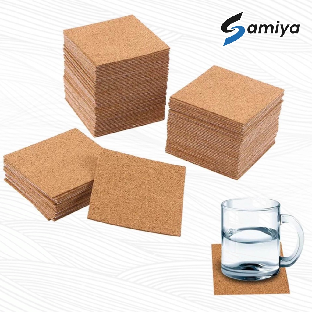 Tatakan gelas kotak / cork square coaster / tatakan gabus model kotak