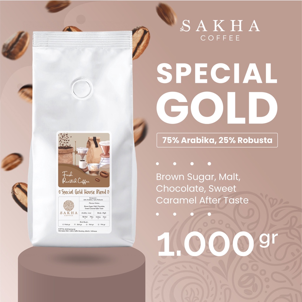 sakha coffee biji kopi bubuk 1kg special gold espresso house blend coffee roast beans 1 kg coffe bea