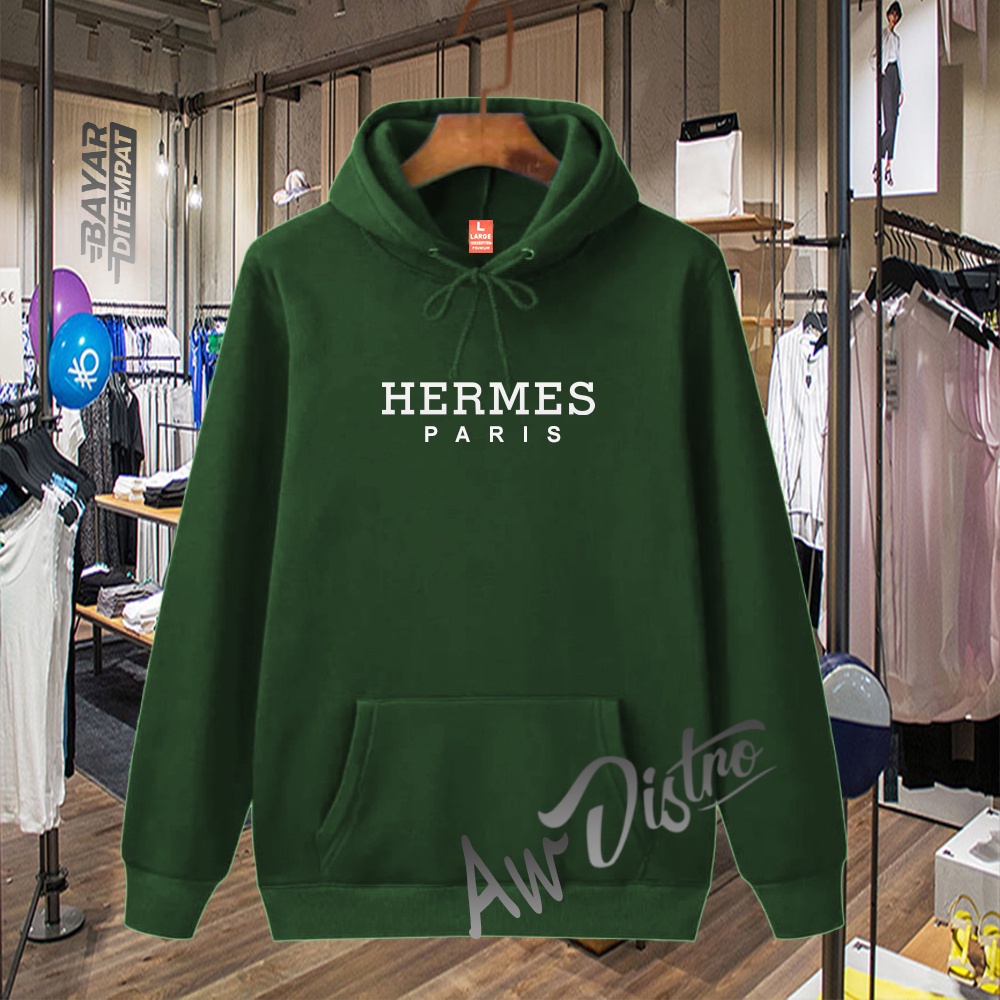 COD Hoodie Distro Herm3s White Premium Quality Sweater Tulisan Jaket Kata-Kata Hoodie Sablon