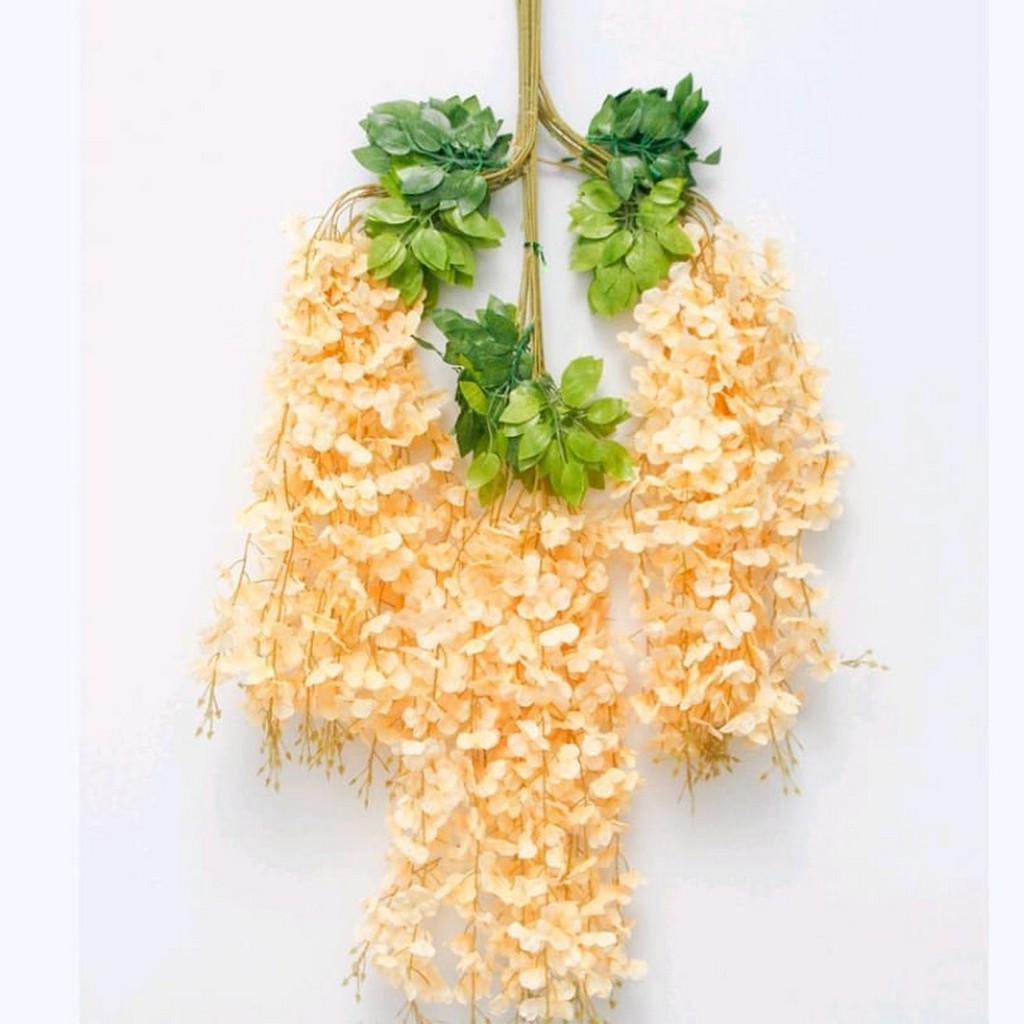Bunga Wisteria Dekorasi/Bunga Westeria Jumbo/Bunga Juntai Dekorasi Pelaminan/Bunga Plastik-Peach