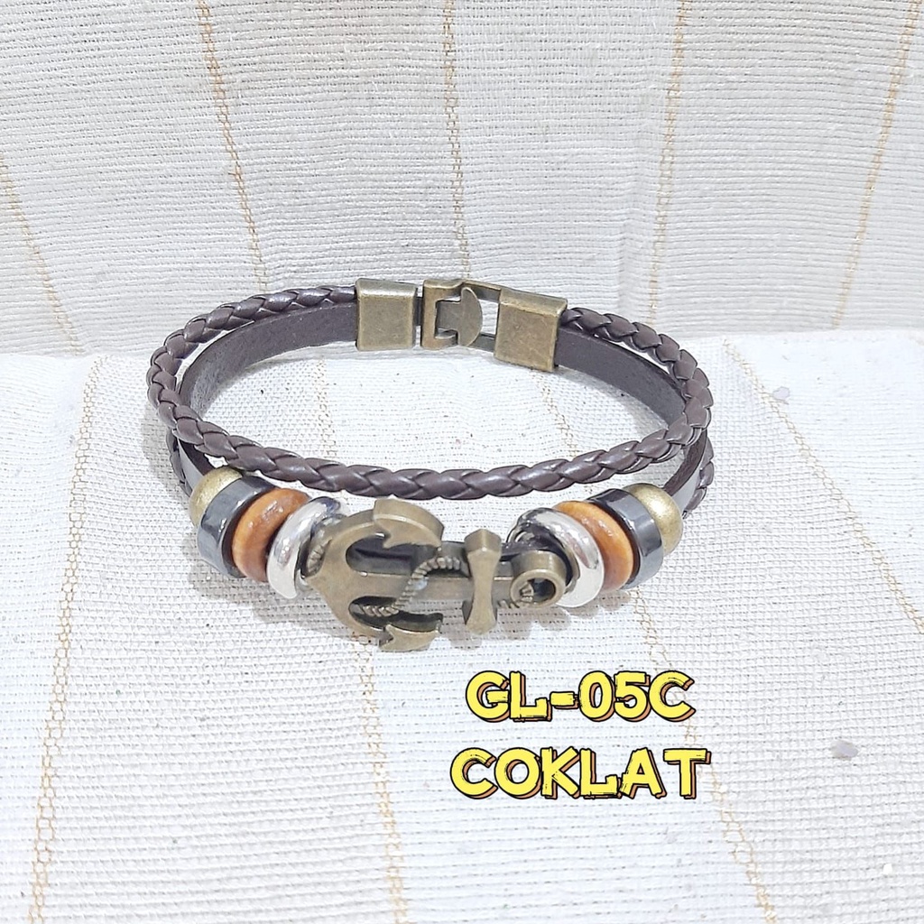 [TERMURAH] Gelang GL-05 JANGKAR Gelang Kulit Hias Jangkar Gaya Vintage