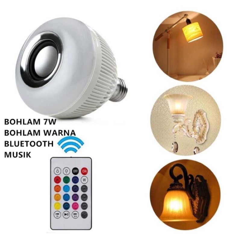 Speaker bluetooth wireless lampu music LED RGB bohlam speaker WJ-L2