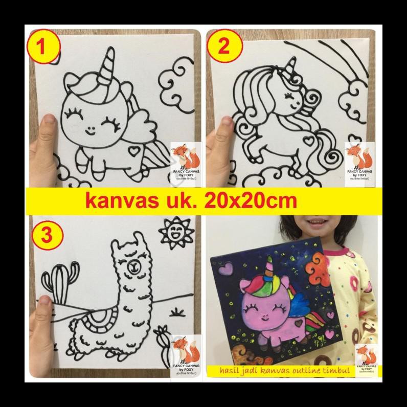 

New Kanvas Lukis Anak Gambar Unicorn - Llama Aktivitas Anak. Peralatan Melukis Terlaris