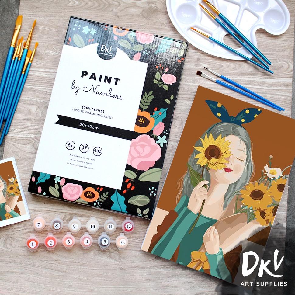 

DIJUAL Paint By Number 20x30cm Girl Series DIY Painting Kit Mewarnai Lukisan with Wooden Frame Numbers Boleh Diadu