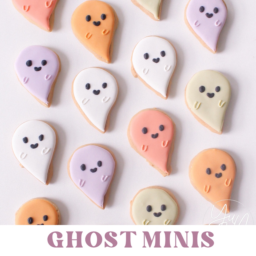 

Ghost MINIS (Halloween Cookies) - Sugar Cookies / Decorated Cookies / Kukis Hias