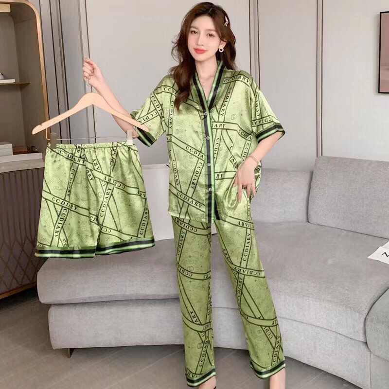 3 IN 1 BAJU TIDUR SATIN WANITA PIYAMA SATEN IMPORT PREMIUM