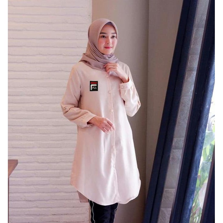Tunik Fila cream Hijab 0124 RKA Baju Gamis Wanita Muslim