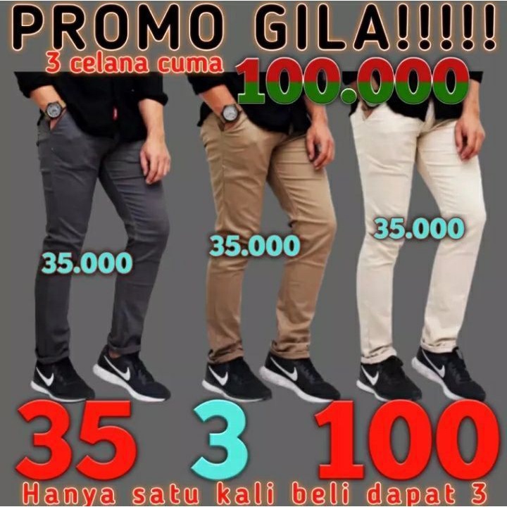 PROMO GILA !!!! BELI 3 CUMA 100 RB // CELANA PANJANG MURAHH // CELANA CHINO PANJANG PRIA // CELANA PANJANG PRIA // CELANA PRIA // BELI 1 DAPAT 3 PCS// SANG LEGENDA