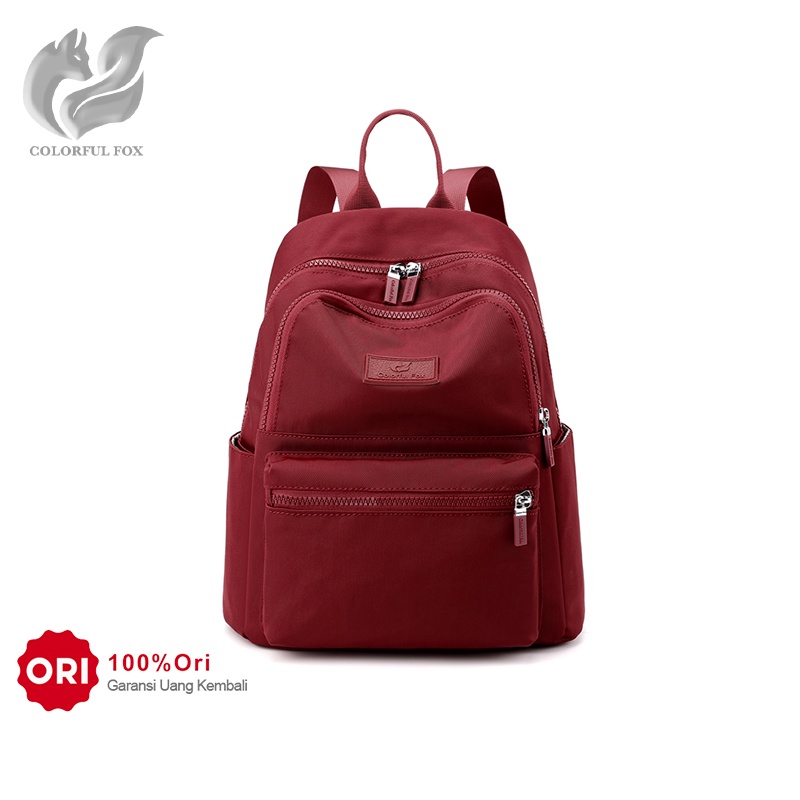 COLORFUL FOX 0483 Tas Ransel Wanita Backpack Wanita Remaja Tas Anti Air WATCHKITE BAEOS-Carmine Red