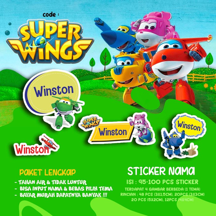 

Sticker / Stiker Label Nama Karakter Tema SUPER WINGS