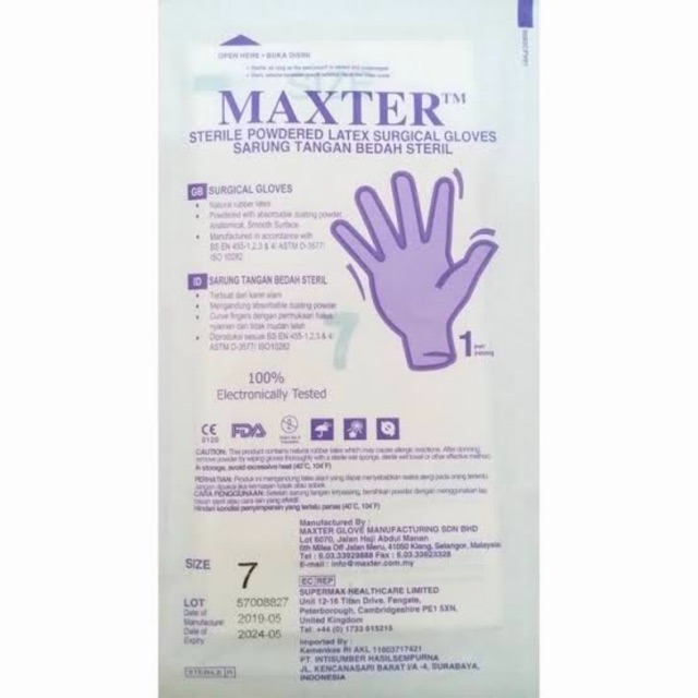 Handscoon Maxter Sterile - Sarung Tangan Maxter Sterile