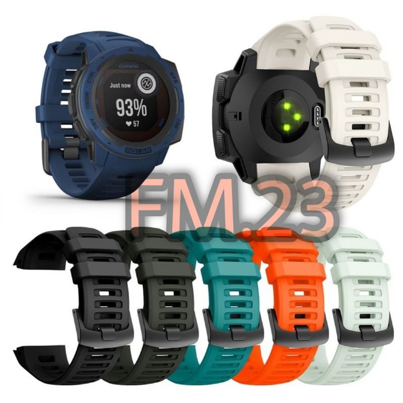 STRAP TALI JAM RUBBER SILICONE SILIKON BLACK BUCKLE WATCH BAND GARMIN INSTINCT 1 2 45MM SOLAR TACTIC