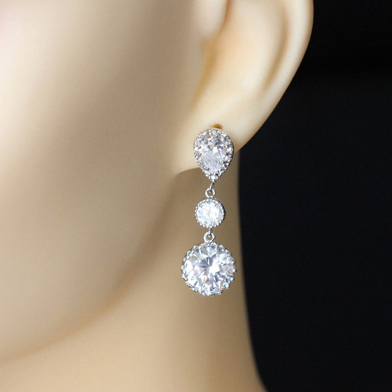 Gorgeous Bridal Wedding Earrings With Bling Bling Cubic Zirconia Elegant Women Engagement Accessories New Fashion Jewelry