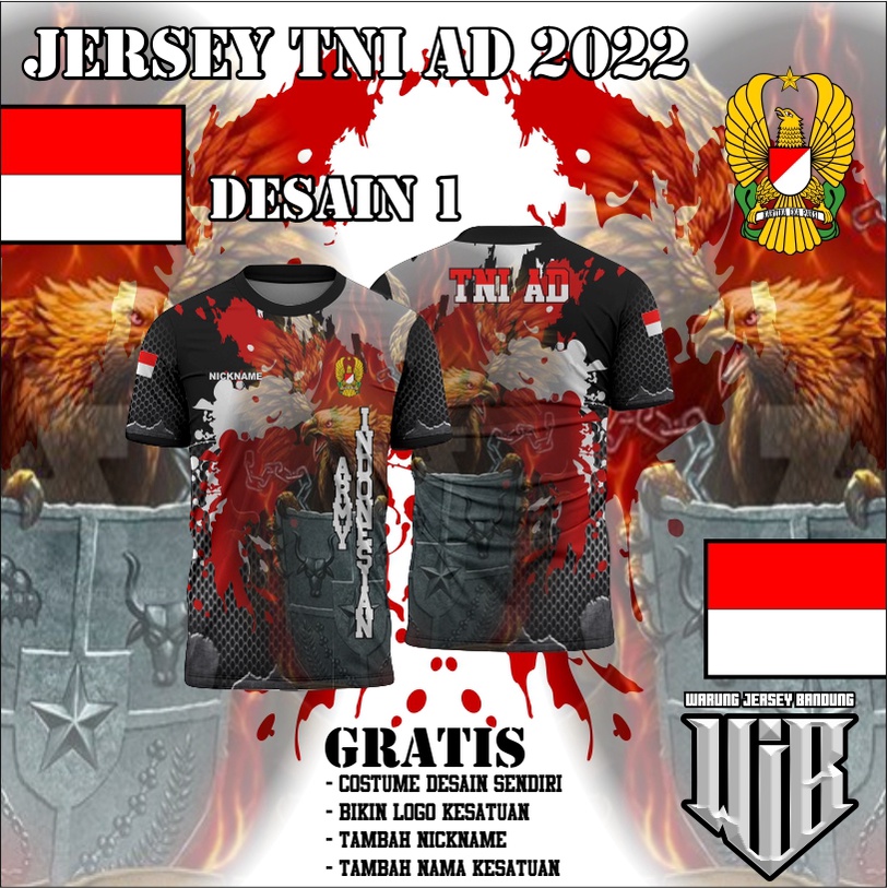 KAOS JERSEY TNI AD DESAIN TERBARU  JERSEY CUSTOME FREE NICKNAME DAN LOGO