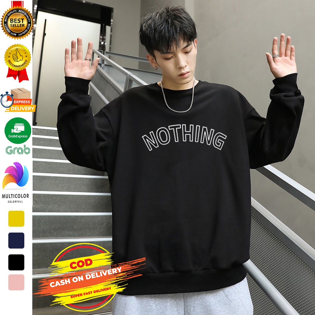 🅳🅵 Nothing - Korea Style | Sweater Basic Nothing | Sablon Plastisol Ink | Dhea Fashion